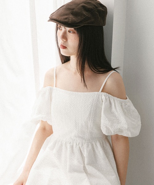 Heather（ヘザー） ワンピース 半袖 オフショルバルーンミニワンピース