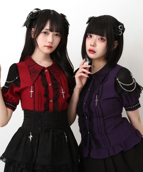 りん　ブラウスセット フレンチレトロ♡ブラウス＋レースアップスカートセットアップ F0626