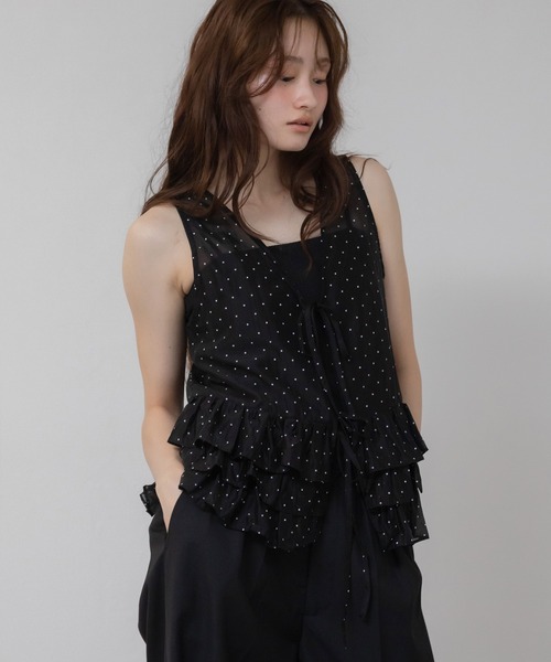 HEILIS（ヘイリス） ブラウス シャツ シアードットフリルトップス/前後