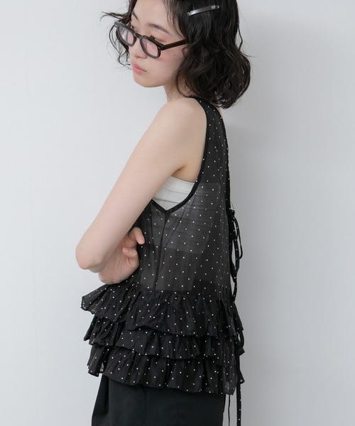 HEILIS（ヘイリス） ブラウス シャツ シアードットフリルトップス/前後