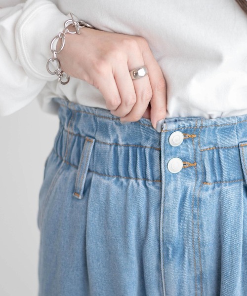[WEGO] обработка Denim брюки LARGE свет индиго голубой женский 