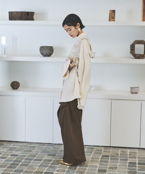 AIC. ベスト ジレ 「再入荷」ミックスニットループフリンジ