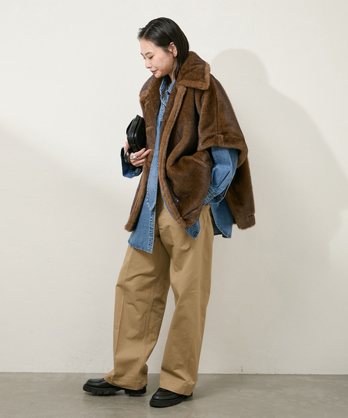 JOURNAL STANDARD ポンチョ Mink Like Fur Poncho レディース