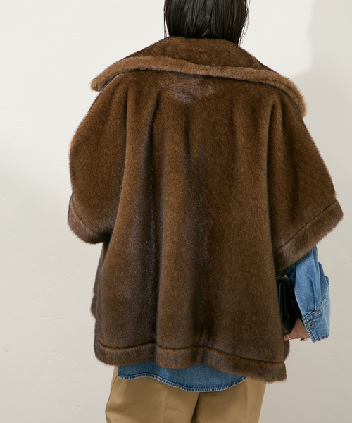 JOURNAL STANDARD フーディポンチョ JOURNAL STANDARD ポンチョ Mink Like Fur Poncho レディース