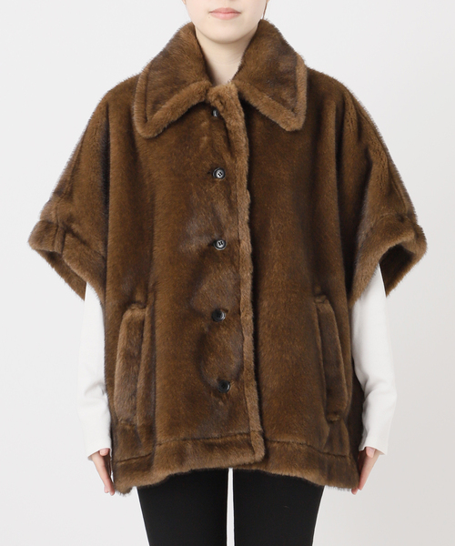 【値下げ】JOURNAL STANDARD＊ウールAラインショートコートポンチョ JOURNAL STANDARD ポンチョ Mink Like Fur Poncho レディース