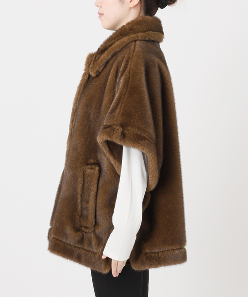 【値下げ】JOURNAL STANDARD＊ウールAラインショートコートポンチョ JOURNAL STANDARD ポンチョ Mink Like Fur Poncho レディース