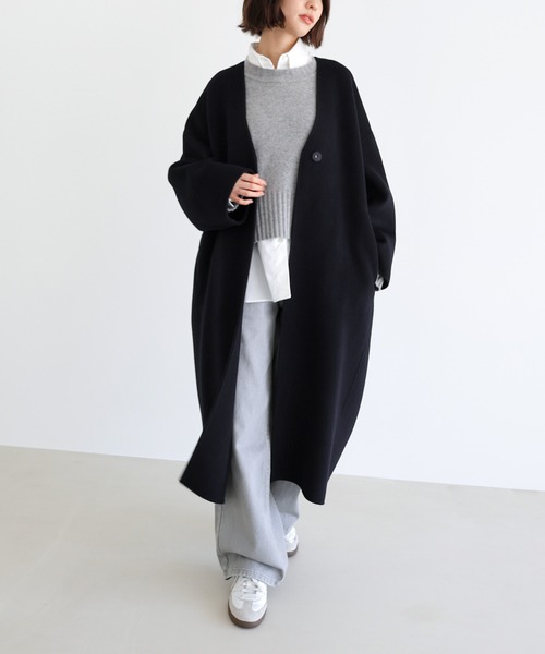 VERMEIL par ienaノーカラースーパーアンゴラビーバーVネックコート VERMEIL par iena（ヴェルメイユパーイエナ）の「スーパー