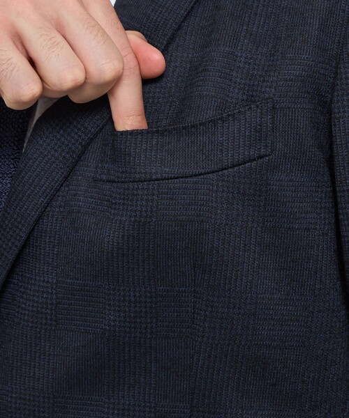 ジャケット テーラードジャケット 「FLEX JERSEY」グレンチェックセットアップジャケット メンズの画像