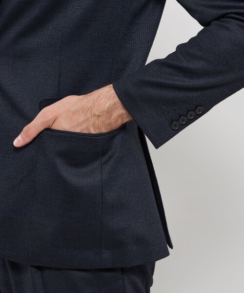 ジャケット テーラードジャケット 「FLEX JERSEY」グレンチェックセットアップジャケット メンズの画像