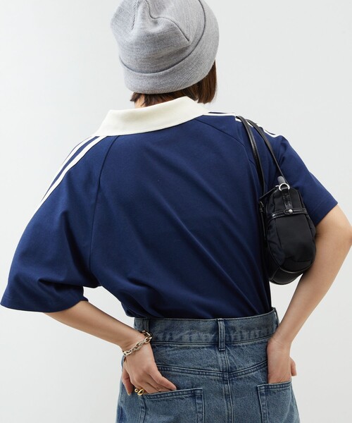 「PUBLUX」 「UMBRO」半袖カットソー フリ- ネイビー レディース_画像6