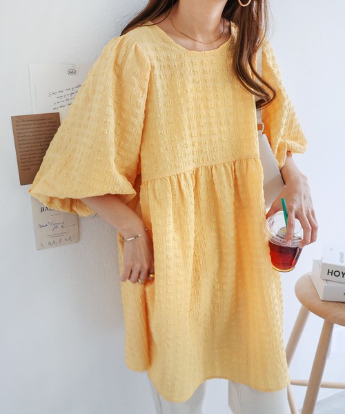 「andme」 7分袖チュニック M ブラック レディース_画像2