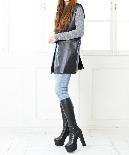 「attagirl」 ロングブーツ L ブラック系その他 レディース_画像5