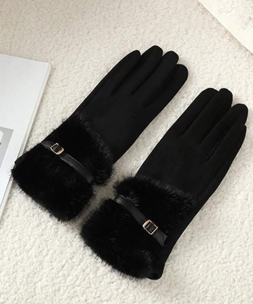 miniministore（ミニミニストア） 手袋 ファー付き手袋 スエード調