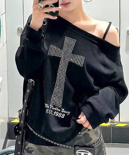 DimMoire トレーナー トップス Crash x PO スウェット トレーナー】 フリース ドッキング ロゴ トレーナー(L 02