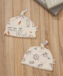 ベビー ねこ・うさぎガーゼ結び帽子の詳細画像1
