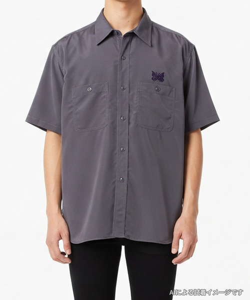 Needles（ニードルス） 半袖シャツ LARGE パープル メンズ : ZOZOTOWN