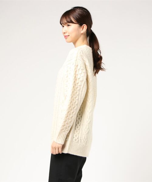 「BEAMS BOY」 長袖ニット - ホワイト レディース_画像3