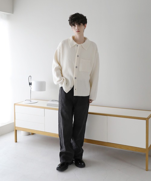 「ASTRONOMY」 ニットカーディガン M チャコール メンズ_画像2