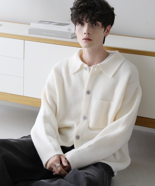 「ASTRONOMY」 ニットカーディガン M チャコール メンズ_画像9