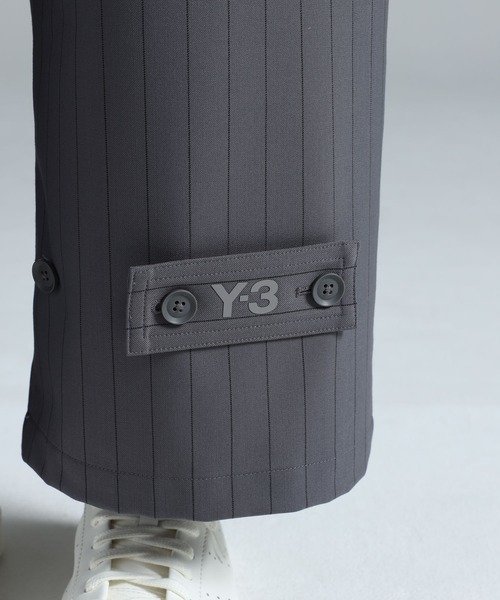 ワイドパンツ パンツ Y-3 PINSTRIPE REFINED WOOL WIDE LEG PANTS メンズの画像