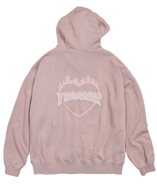 THRASHER（スラッシャー） パーカー ダメージ デニムロゴ フルジップ