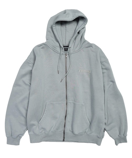 THRASHER（スラッシャー） パーカー ダメージ デニムロゴ フルジップ