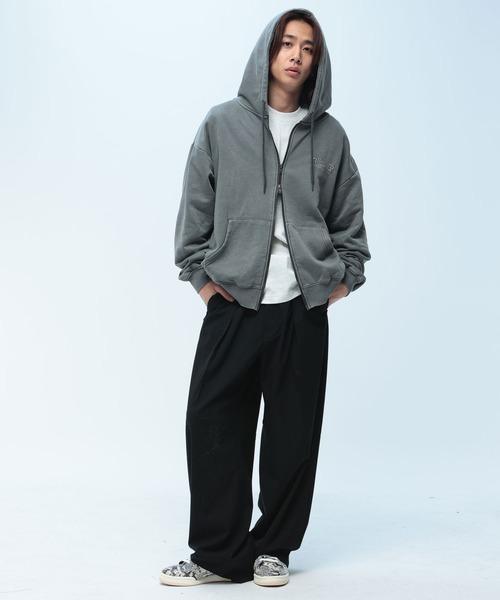 THRASHER（スラッシャー） パーカー ダメージ デニムロゴ フルジップ