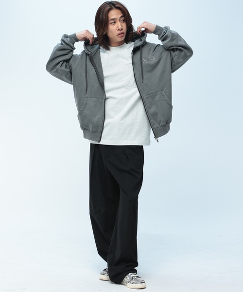 THRASHER（スラッシャー） パーカー ダメージ デニムロゴ ダブルジップ