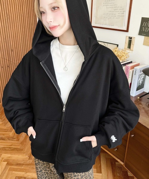 「LOULOU select」 ジップアップパーカー L ブラック レディース_画像8