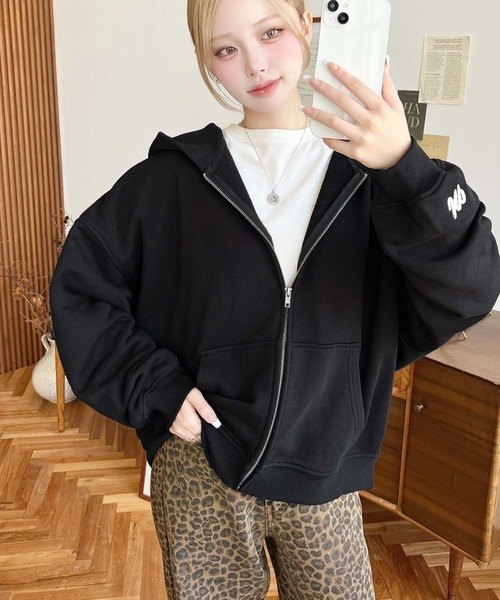 「LOULOU select」 ジップアップパーカー L ブラック レディース_画像9