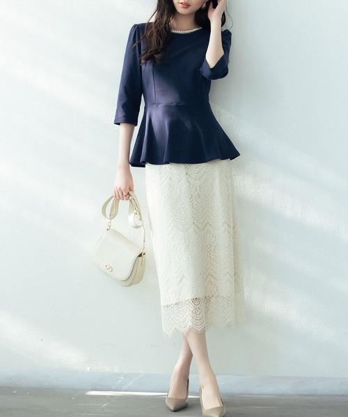 「SAISON DE PAPILLON」 7分袖カットソー M ネイビー レディース_画像6