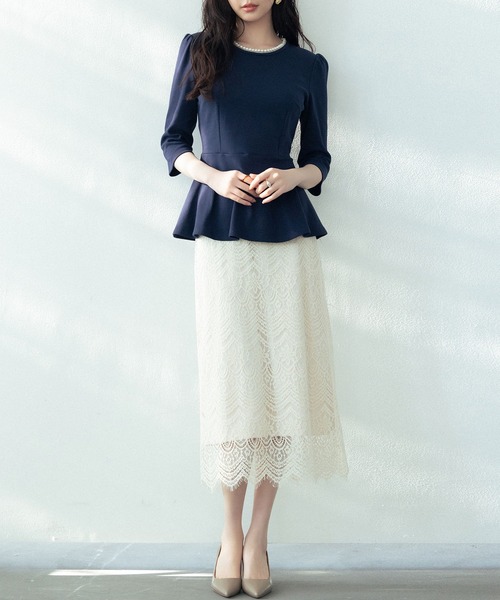 「SAISON DE PAPILLON」 7分袖カットソー M ネイビー レディース_画像7