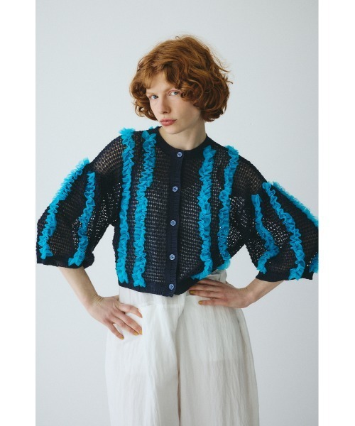 ジャンポールゴルチエ フリル メッシュニット カーディガン HeRIN.CYE カーディガン Frill mesh cardigan フリルメッシュ