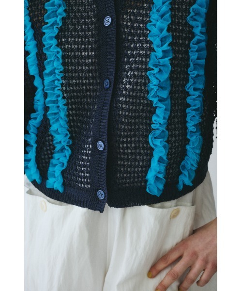 ジャンポールゴルチエ フリル メッシュニット カーディガン HeRIN.CYE カーディガン Frill mesh cardigan フリルメッシュ
