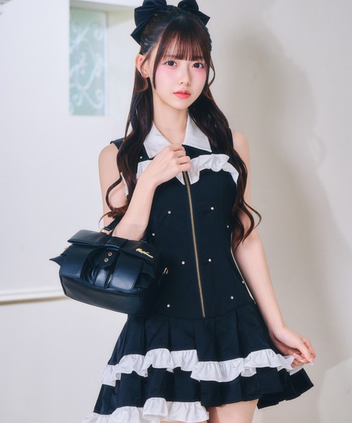 ReAmour リアムール ナイロンビジューワンピ ブラック ReAmour ワンピース ナイロンビジューワンピ : ZOZOTOWN Yahoo!店