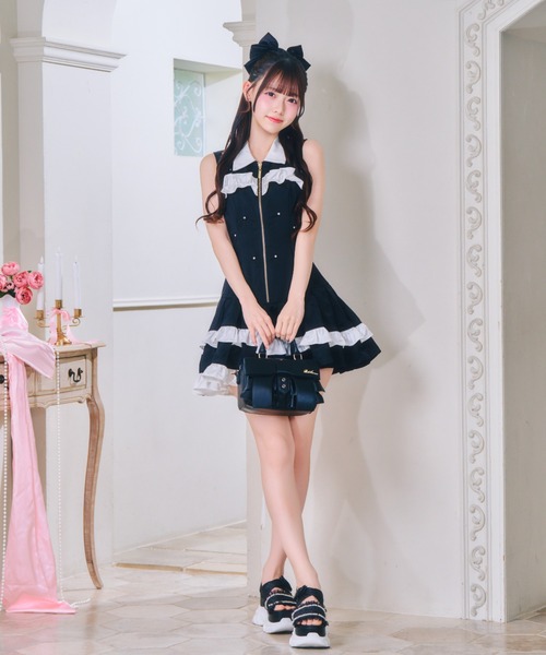 ReAmour リアムール ナイロンビジューワンピ ブラック ReAmour ワンピース ナイロンビジューワンピ : ZOZOTOWN Yahoo!店