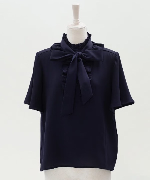 ＆BLOOM ブラウス シャツ フリルネック リボンタイ ブラウス フレア袖 