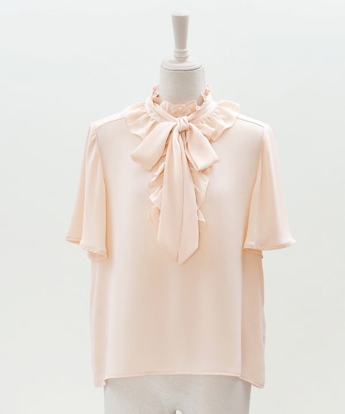 ＆BLOOM ブラウス シャツ フリルネック リボンタイ ブラウス フレア袖 