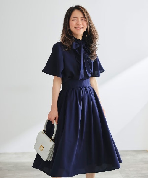 ＆BLOOM ブラウス シャツ フリルネック リボンタイ ブラウス フレア袖 