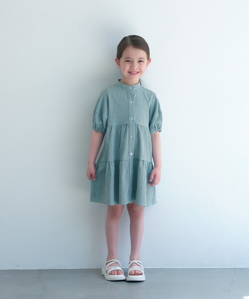 美品 グリーンレーベルリラクシング 130 入学　チェック　キッズフォーマル green label relaxing（グリーンレーベルリラクシング） ワンピース