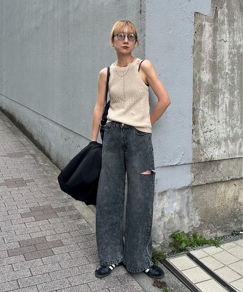 「feepur」 ノースリーブニット MEDIUM オリーブ レディース_画像7
