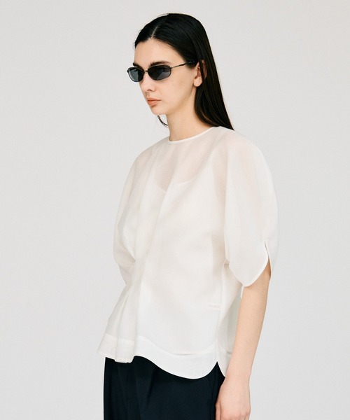 ブラウス シャツ 「2026Summer Pre-Order」オーガンジーパフトップ / Organza Puff-Sleeve Top レディースの画像