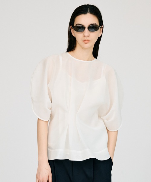 ブラウス シャツ 「2026Summer Pre-Order」オーガンジーパフトップ / Organza Puff-Sleeve Top レディースの画像