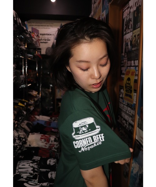 tシャツ ノザキのコンビーフ（ミート・アイビーグリーン）発泡プリント