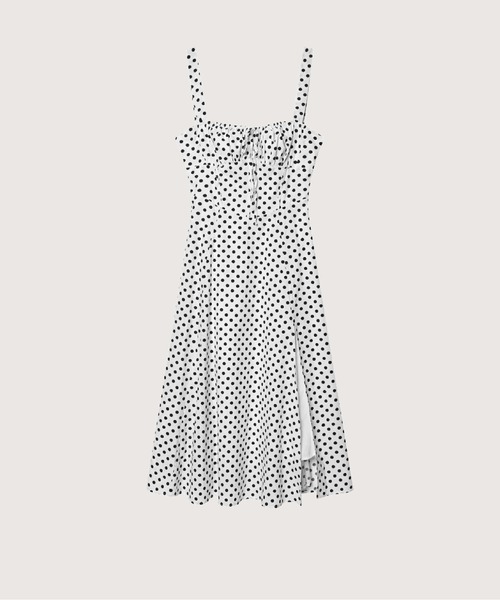 【新品タグ付】 LA POMME petit ドット柄 ワンピース LA POMME petit（ラポミ・プチ） ワンピース French Square Collar Dot