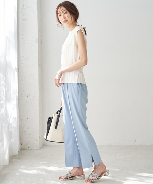 パンツ ラク美 サイドジップピンタックパンツ Zozotown Yahoo 店 通販 Yahoo ショッピング