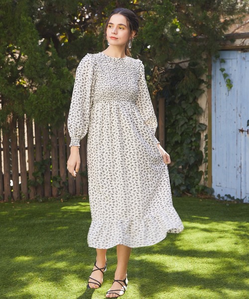 ワンピース 花柄シャーリングワンピース Zozotown Yahoo 店 通販 Yahoo ショッピング