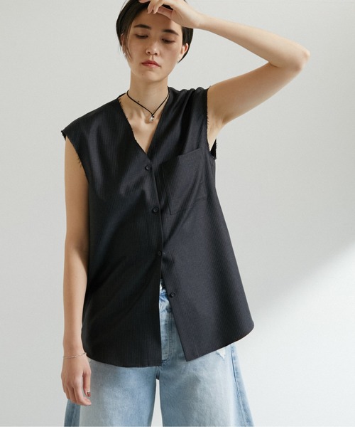 シャツ ウーステッドノースリーブシャツファッション ブラウス レディースファッション ウーステッドノースリーブシャツ Zozotown 店 通販 ノースリーブ 上品