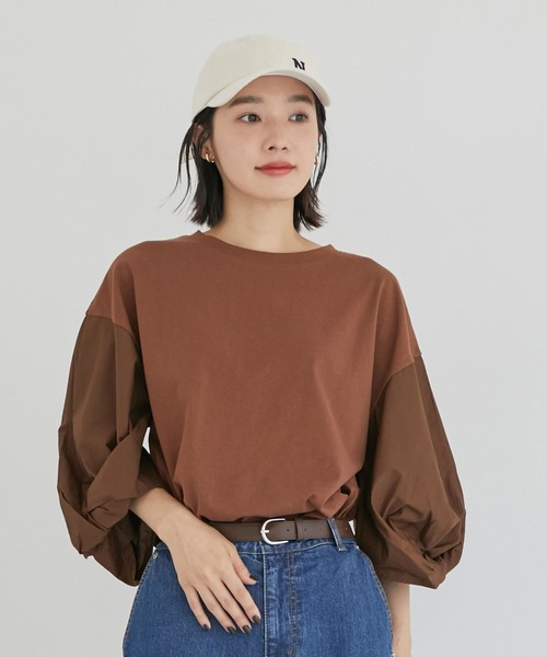 tシャツ 布帛ドッキングプルオーバー レディース le.coeur blanc tシャツ 布帛ドッキングプルオーバー レディース
