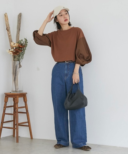 tシャツ 布帛ドッキングプルオーバー レディース le.coeur blanc tシャツ 布帛ドッキングプルオーバー レディース